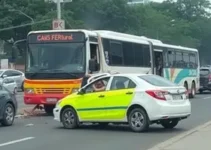 Carro bate em ônibus na zona leste de São Paulo